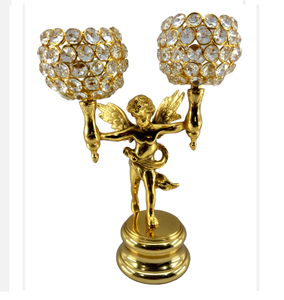 Bougeoir à base en bois au design de feuilles dorées Artware décoratif en laiton pour l'éclairage domestique Accessoires d'éclairage de bougies - Product Image 4