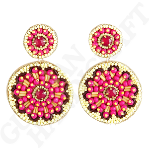 Pendientes de gota con cuentas de estilo bohemio hechos a mano Sunshine, abalorios intrincados para trajes de verano, joyería de moda alegre brillante - Product Image 1