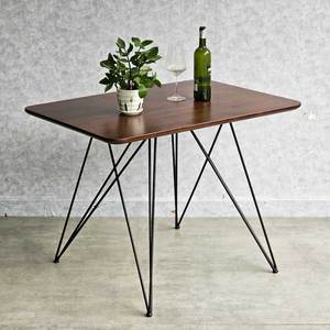 Mesa de Comedor Rectangular de 100x70cm con Patas de Hierro Tipo Horquilla, Estructura de Madera de Acacia y Nogal, Diseño Industrial Minimalista, Ensamblada BA68188 - Product Image 4