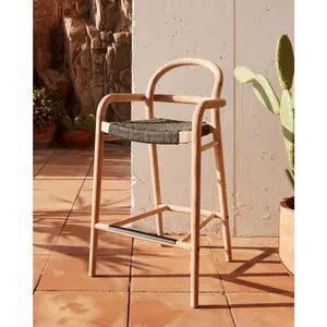 Silla alta moderna para jardín al aire libre, para restaurante, Bar, silla alta, silla de barra de Metal tejida con cuerda de ratán