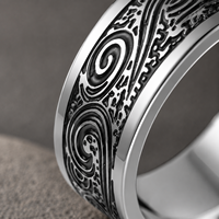 Bague Unisexe JLM en Acier Titane 316L Gravée Motif Tourbillon Rétro Hypoallergénique Anti-décoloration Géométrie Ancienne en U Style Vintage Quotidien