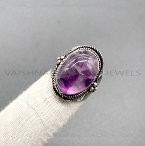 Design à la mode 10x14mm forme ovale bague en améthyste naturelle en argent Sterling 925 fait à la main bohème pierre précieuse beau cadeau bijoux pour elle - Product Image 4