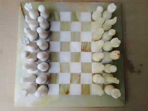 Ensemble de plateau de jeu d'échecs de 12 pouces, artisanat en onyx vert de 16 pouces, ensembles d'échecs en marbre noir blanc de 15 pouces avec figurine - Product Image 5