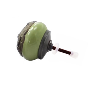 ลูกบิดเซรามิกลายดอกไม้สีเขียวทองเหลืองโบราณที่มีคุณภาพส่งออกที่จับตู้ลิ้นชักแบบดึงสำหรับตู้เสื้อผ้ารับประทานอาหารในห้องครัว - Product Image 2