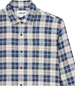 High Quality Autumn Casual Dark Plaid Pattern Flannel Nice Trending Full Long Sleeve Polyester Spandex Blue Check Shirts For Men - Product Image 3