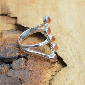 Joyería de piedras preciosas cornalina para mujer, anillo de estilo bohemio de plata, joyería de plata de ley 925, anillo hecho a mano de tendencia, Regalo para mamá - Product Image 3