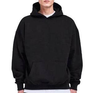 Sweat à capuche épais 100% coton pour hommes tendance de rue en coton avec logo personnalisé pull surdimensionné à épaules tombantes 2026 - Product Image 3