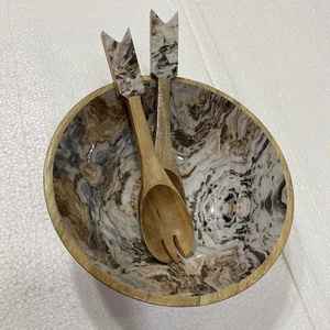 Handmade Eco-friendly New Design <b>Wood</b> <b>Salad</b> <b>Bowl</b> Flatware Printed Enameled Dinnerware Decorative Kitchenware Packaged in Carton - Product Image 6