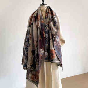 2025ผ้าแจ็คการ์ดลายดอกไม้สำหรับผู้หญิงผ้าแคชเมียร์เทียมแนวศิลปะฤดูหนาวที่ดีที่สุด - Product Image 1