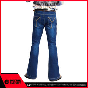 Professionnel fabriqué en usine meilleur fabricant tissu respirant hommes pantalons évasés Logo personnalisé en détresse 100% coton hommes pantalons évasés - Product Image 4