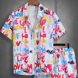 2026 New Men's Twin Summer <b>Set</b> Lightweight Two-Piece Casual Outfit | Breathable Stylish 100% Polyester Customizable <b>Set</b> For Man - Product Image 1