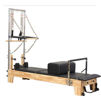 Torre de Pilates de Madera de Alta Calidad para Gimnasio en Casa, Sistema de Resortes Ajustable, Plataforma Acolchada, Entrenamiento de Postura