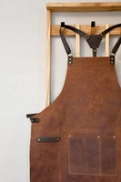 Tablier en cuir marron rétro unisexe vintage sans manches, durable, élégant, avec poches avant, pour le nettoyage, les uniformes de restaurant et de bar