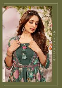 Fancy Cotton Schilling Hand work Kurti avec ceinture de travail collection pour femme - Product Image 2