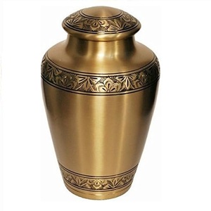 Urna para adultos de latón personalizable de alta calidad hecha con cuello inferior Creamtion grabable Precio competitivo Suministros funerarios - Product Image 1