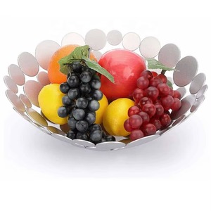 ตะกร้าผลไม้ลวดโลหะทรงกลมสำหรับตกแต่งมีสไตล์เหมาะสำหรับขนมขบเคี้ยวขนมปังที่เก็บลูกกวาดบนเคาน์เตอร์ในครัว - Product Image 1