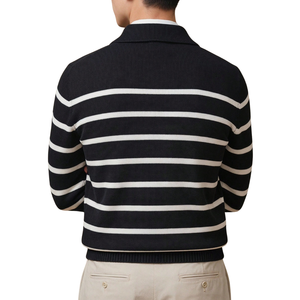 Pull en laine rayé pour homme, à manches longues, col classique, tricot décontracté, vente en gros - Product Image 2