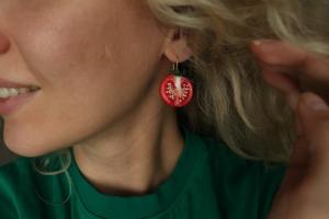 Pendientes de cuentas hechas a mano de algodón de forma ovalada diseño ligero de estilo Budista para uso en fiesta de Navidad - Product Image 5