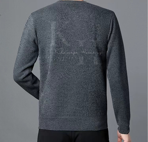 Jersey cálido de mezcla de lana para hombre de otoño e invierno, suéter cómodo ajustado con logotipo frontal, Jersey de punto de nuevo estilo - Product Image 2