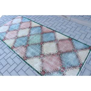 Tapis turc, tapis vintage 3,6x8,4 pieds, tapis en laine bleu ombré - Product Image 4