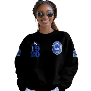 Sudadera Azul con Cuello Redondo Bordada de Zeta Phi Beta, Sudadera de Forro Polar para Mujer de la Hermandad Griega 1920 - Product Image 4