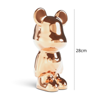 Ours rose en résine, objet décoratif 28 cm, design moderne, forme irrégulière, fabriqué en Italie, Saint-Valentin, salon, table, intérieur