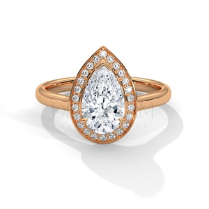 Luxueuse bague de fiançailles en diamant Leb Original en argent sterling 925 pour femmes pierres Halo avec diamant taillé coussin - Product Image 3