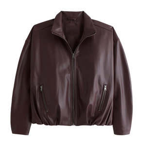 Chaqueta de bombardero de cuero hecha a mano con bordado personalizado Costuras duraderas y puños acanalados para ropa de calle y estilo informal - Product Image 1