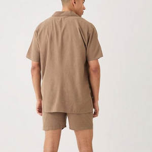 Logo imprimé personnalisé ensemble short d'été pour hommes couleur unie longueur au genou usine en gros coton fait - Product Image 2