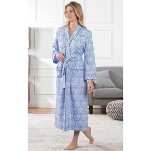 Traje de noche para mujer Digital con estampado de algodón orgánico 100% al por mayor conjunto de Albornoz térmico de cuerpo entero cuello solapa parejas de baño - Product Image 3