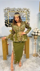 STUNNING ZARI EMBROIDERY on GREEN VELVET <b>JACKET</b> & KARAKOU WITH Embellished WITH CRYSTAL GLASS BEADS,STONE,DABKA WORK @ 2023 - Product Image 2
