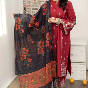 ชุดสلوار คามีซ 3 ชิ้น ผ้าลินินพิมพ์ลาย คุณภาพสูง สำหรับผู้หญิง งานปาร์ตี้ฤดูหนาว แห้งเร็ว สไตล์ปากีสถาน อินเดีย รุ่นใหม่ล่าสุด - Product Image 1
