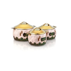 Casserole à double paroi isolée de concepteur antique en laiton de conception unique d'acier inoxydable de tendance supérieure servant la marmite chaude - Product Image 3