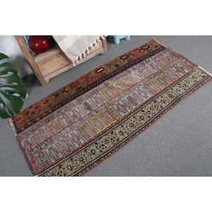 2.7x5.7 ft Vintage Rug, Turkish Accent Rug, <b>Red</b> Brown Bordered <b>Wool</b> Rug - Product Image 4