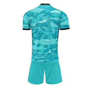 Ensemble de shorts de jersey de football camouflage bleu aqua personnalisable vêtements de sport d'équipe respirants à séchage rapide Service OEM disponible - Product Image 2
