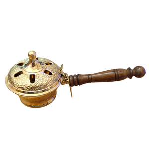 Quemador de Incienso de Latón Puro de Alta Calidad con Acabado Pulido, Quemador de Lobán Tradicional de Latón Vintage para Decoración del Hogar - Product Image 1