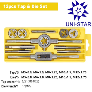 Bộ dụng cụ taro và khuôn taro bằng thép hợp kim chất lượng cao 12 món với cờ lê chỉnh được, hệ mét M6-M12 - Product Image 2