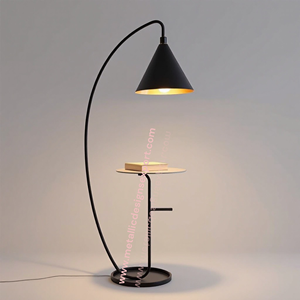 Lámpara de pie arqueada negra moderna con iluminación LED elegante de mesa redonda para decoración de sala de estar, dormitorio u oficina - Product Image 5