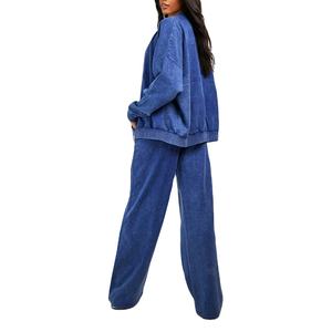 Traje de chándal personalizado French Terry Acid Wash para mujer, chándal de talla grande con estampado de algodón desteñido al sol, estilo de moda 2026 - Product Image 5