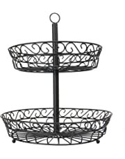 Cesta de Frutas de Hierro Niquelado de 2 Niveles Hecha a Mano, Ecológica, Nueva Moda, Soporte de Almacenamiento para Cocina y Hogar, Precio al por Mayor - Product Image 6