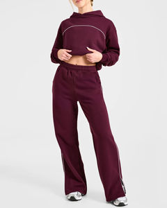 Conjunto Deportivo de Dos Piezas para Mujer, Sudadera con Capucha y Pantalones Deportivos con Ribete, Logotipo Personalizado, Ropa Deportiva Transpirable, Trajes Deportivos para Mujer en 2026 - Product Image 3