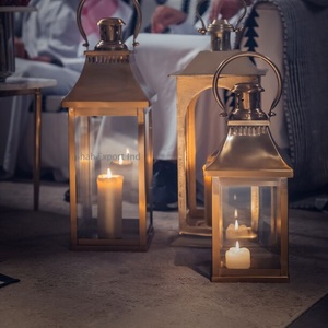 Best Selling Iron Glass Hanging Candle <b>Lantern</b> Square Shape Modern Luxury Style for Home Wedding Christmas Tabletop Lighting - Product Image 1