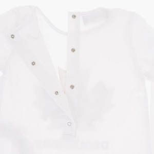 ชุดหมีแขนยาวพิมพ์ลายสำหรับเด็กชุดของขวัญตามความต้องการพิมพ์โลโก้แขนยาวกระดุมปิดด้านหลังสีขาว - Product Image 4