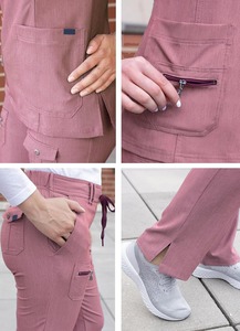 Vaslcare-Uniforme de enfermera para salón de belleza al por mayor, conjunto de exfoliación para mujer, Top con cuello en V y pantalones con múltiples bolsillos mejorados - Product Image 2