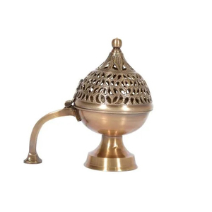 Brûleur Bakhoor en laiton de dernière conception avec qualité exclusive Brûleur d'encens couleur or de taille personnalisée avec couvercle en relief conçu - Product Image 4