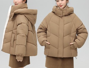 2025 hiver femmes réversible à capuche toile bouffant manteau respirant à la mode longue veste couleur unie imperméable Style court - Product Image 6