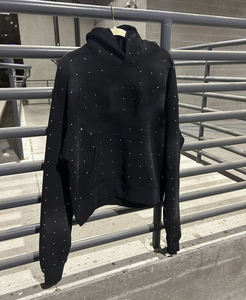 Rhinestone Wholesale 100% Cotton Plus Size Hoodie for Men Custom Logo Plain Solid with Anti-Shrink Feature Pullover Style - Product Image 6