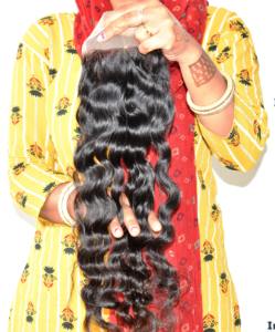 Commandez en ligne des extensions de cheveux humains vierges non traités, alignés, naturels, ondulés, fermeture 5*5, noir, femmes péruviennes, Genius Weft, en vente - Product Image 4