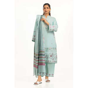 Dupatta en mousseline vert marin pour femme, tissu teint en fil, pour usage quotidien - Product Image 1