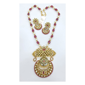 Ensemble de bijoux de mode pour femmes gracieuses collier pendentif Kundan avec boucles d'oreilles en pierres vertes pour Sarees Lehengas tenues de fête - Product Image 1